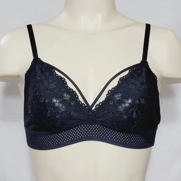 XS Xhilaration Strappy Front Wire Free Lace Bralette Black‎ NWT  New with Tags - Picture 4 of 6